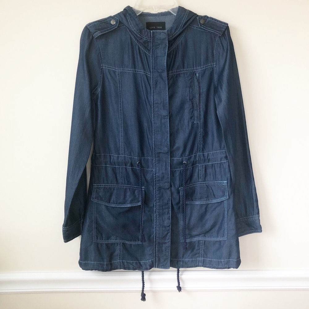 Love Tree Denim Jean Zip Jacket NWT